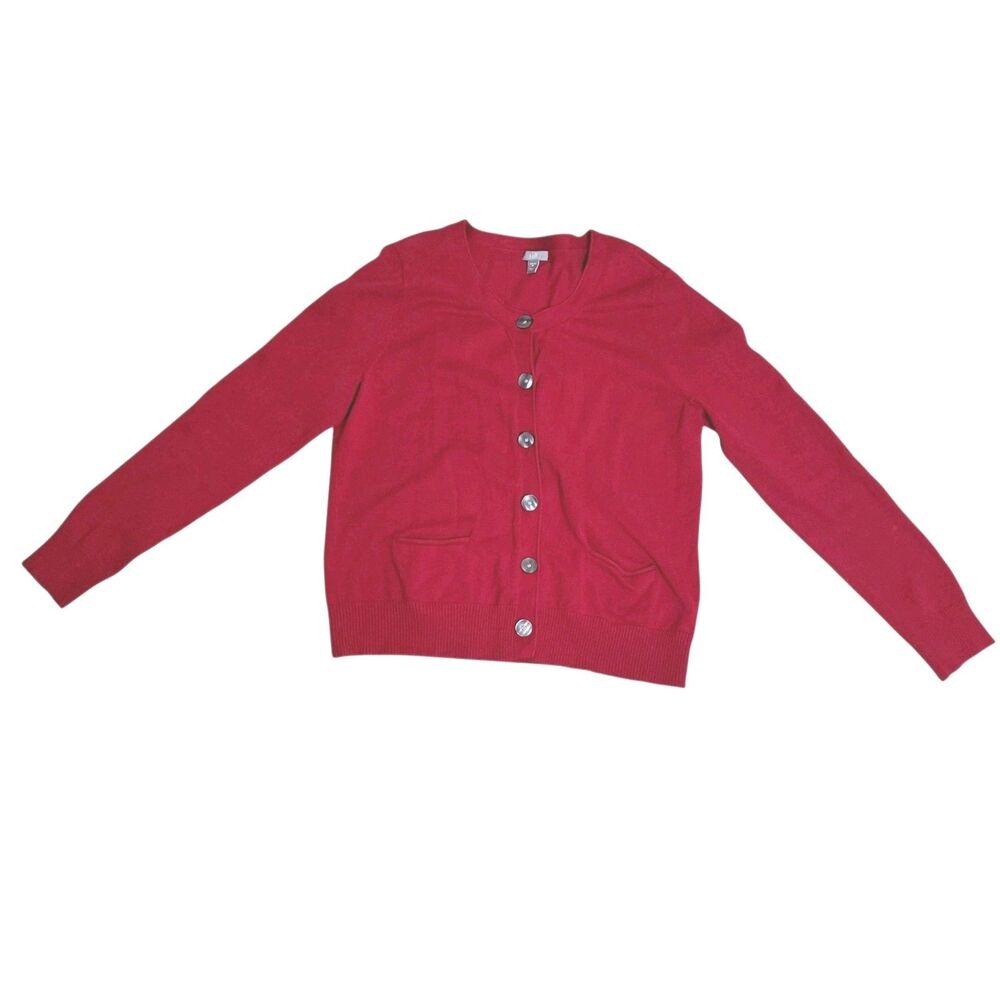 J Jill Cardigan Sweater Womens Extra Small Red Long Sleeve Button Front Stretch